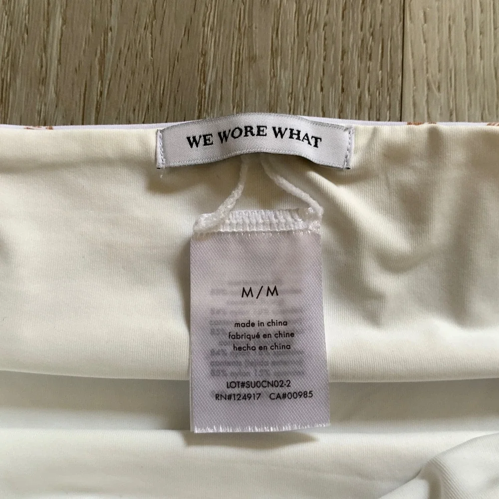 We Wore What Emily High Waisted Belted Bikini Bottom Rope Camel‎ White Medium